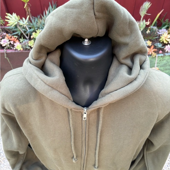 Zipper Hoodie Army Green Sweatshirt - Picture 8 of 14